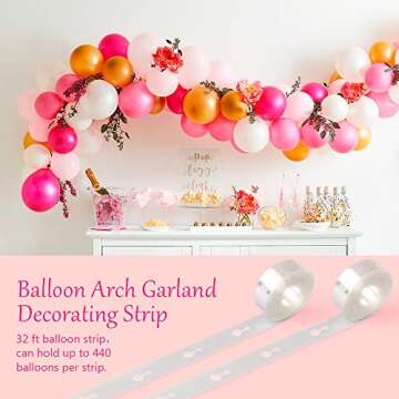 Coogam Balloon Arch Garland Decorating Strip Kit - 64 ft Ballon Tape Strips and 200 Dot Glue for Bir...