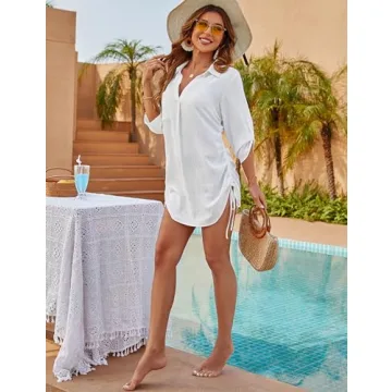 Stylish Blooming Jelly Women's Swim Cover Up in White