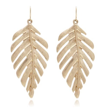 Boho Artistic Vintage Leaf Metal Dangle Drop Statement Earrings for Women