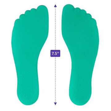 K-Roo Sports Set of Six Colorful Foot-Shaped Floor Markers - No-Slip Rubber Pairs of Footprints in Mesh Bag for School, Dance, Karate & Activities