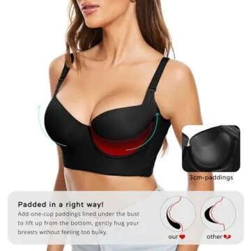 FallSweet Push Up Bras for Women Corset Top Bustier Padded Underwire Bra Add One Cup (Black,38D)