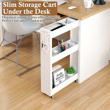 OKZEST Slim Rolling Storage Cart for Tight Spaces