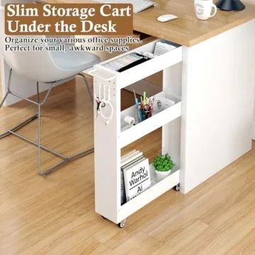 OKZEST Slim Rolling Storage Cart for Tight Spaces