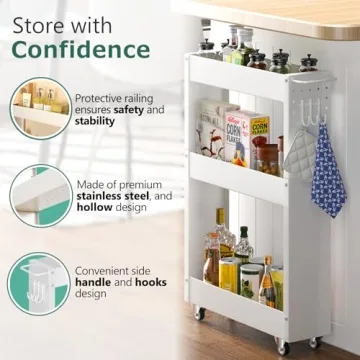 OKZEST Slim Rolling Storage Cart for Tight Spaces