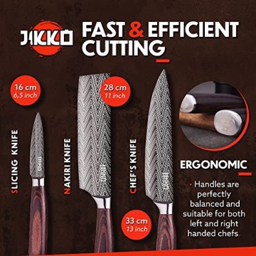 Jikko Japanese Knife Set – Ultra Sharp Carbon Steel Chef Knives