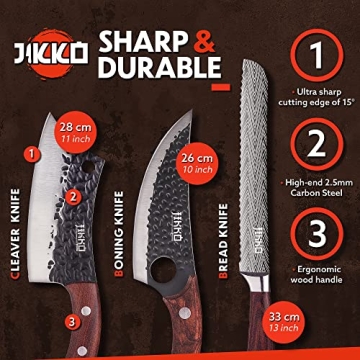 Jikko Japanese Knife Set – Ultra Sharp Carbon Steel Chef Knives