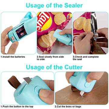 Mini Kenossion Chip Bag Sealer with Cutter & Magnet