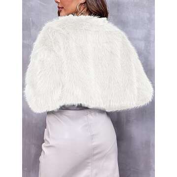 Danedvi Women's Fashion Cropped Faux Fur Jacket Long Sleeve Open Front Cardigan Casual Fluffy Parka Shaggy Short Coat