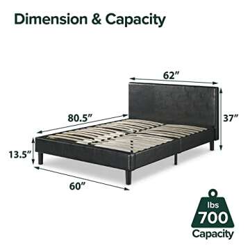 ZINUS Jade Faux Leather Upholstered Platform Bed Frame, Mattress Foundation with Wood Slat Support, ...
