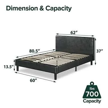 ZINUS Jade Faux Leather Upholstered Platform Bed Frame, Mattress Foundation with Wood Slat Support, ...