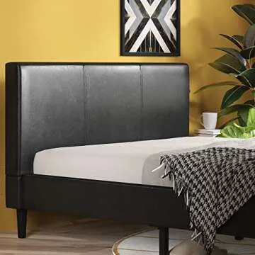 ZINUS Jade Faux Leather Upholstered Platform Bed Frame, Mattress Foundation with Wood Slat Support, No Box Spring Needed, Easy Assembly, Queen