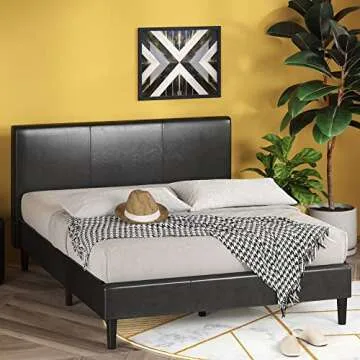 ZINUS Jade Faux Leather Upholstered Platform Bed Frame, Mattress Foundation with Wood Slat Support, No Box Spring Needed, Easy Assembly, Queen