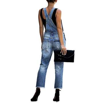 luvamia Flexclusive Women's Casual Distressed Overalls Adjustable Denim Bib Jumpsuits for Women Jean...