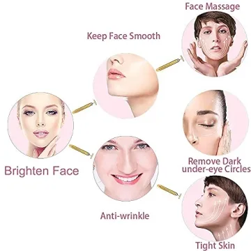 Amirce Face Massager Roller Golden 3D Roller Electric Facial Roller and T Shape Facial Roller Massager Kit Face Roller