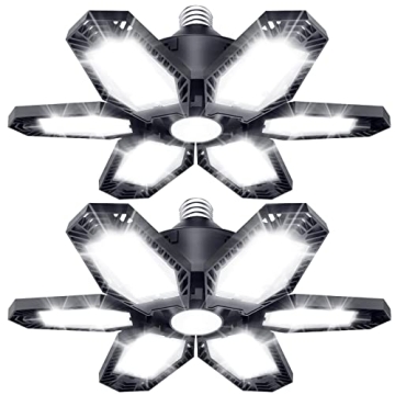 TANBABY 2 Pack LED Garage Lights, 150W Deformable Best Garage Light Ceiling LED Shop Lights, 15000LM...