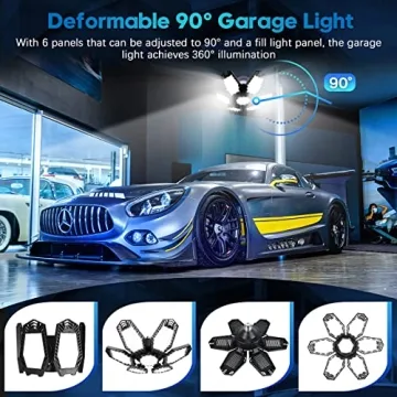TANBABY LED Garage Lights - 30,000 Lumens, Adjustable Panels