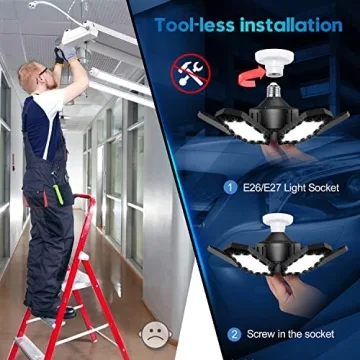 TANBABY LED Garage Lights - 30,000 Lumens, Adjustable Panels