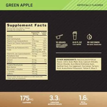 Optimum Nutrition Gold Standard Pre-Workout - Green Apple Flavor