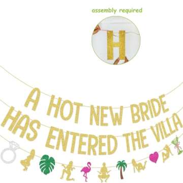 A Hot New Bride Has Entered The Villa Banner Garland for Love Island Themed Bachelorette Party Decor...