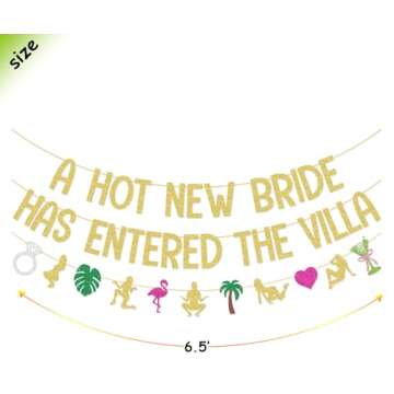 A Hot New Bride Has Entered The Villa Banner Garland for Love Island Themed Bachelorette Party Decorations