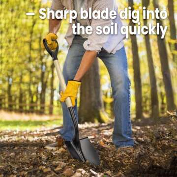 Shovel for Digging,Round Shovel, Garden Tool with D-Handle, 41 Inches in Overall Length, Wooden Hand...