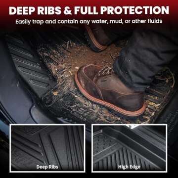 LASFIT Premium Extra Thick Floor Mats & Bed Mat for Tesla Cybertruck 2025 2024 2023 Custom Fit TPE All Weather 1st & 2nd Row Car Accessories Full Set Front Rear Cargo Trunk Liners, 6PCS Black