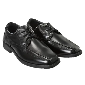 French Toast Boys Dress Shoes - Classic Lace-Up Oxford Casual Dress Formal Shoes- Black (Size 2 Big Kid)
