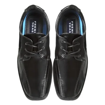 French Toast Boys Dress Shoes - Classic Lace-Up Oxford Casual Dress Formal Shoes- Black (Size 2 Big Kid)