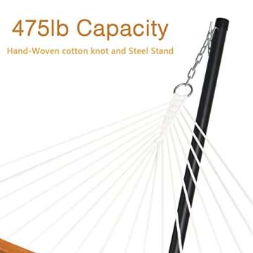 HENG FENG Double Hammock with Stand Included,2 Person Portable Outdoor Hammock with Hardwood Spreader Bar,Max 475lbs Capacity, Blue & Aqua