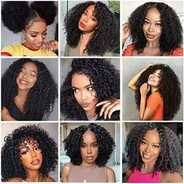 Nadula Side Part U Part Kinky Curly Wigs Human Hair Afro Curly Glueless Wig Beginner and Friendly No Glue No Leave Out Natural Scalp 150% Density 14inch