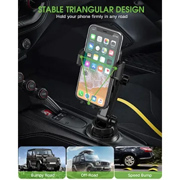 EOCAHO Adjustable Cup Phone Holder for All Cars
