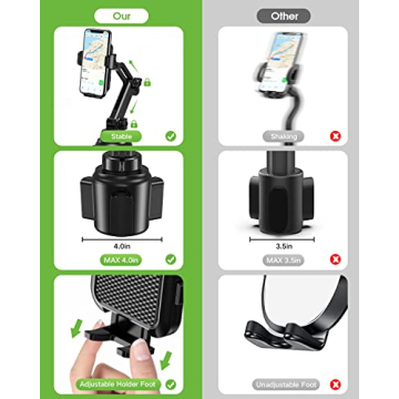 EOCAHO Adjustable Cup Phone Holder for All Cars