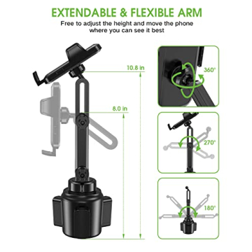 EOCAHO Adjustable Cup Phone Holder for All Cars