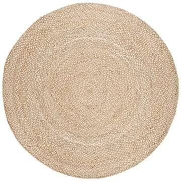 SAFAVIEH Natural Fiber Collection Area Rug - 7' Round, Natural & Ivory, Handmade Boho Charm Braided Jute, Ideal for High Traffic Areas in Living Room, Bedroom (NF804B)