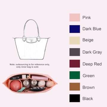 D.DUO Large Multi-Pocket Felt Handbag Organizer for Longchamp