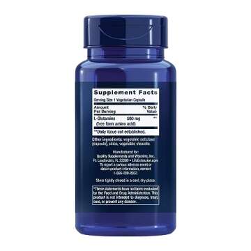 Life Extension L-Glutamine, 500 mg L-glutamine, amino acid, supports muscle health and immune health...