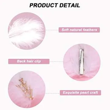 MWOOT Fascinator Feather Hair Clips, 4 Pieces for 1920s Costumes - Black White Barrette for Women, Girls, Ballet, Dance, Classic Skating, Dress Up