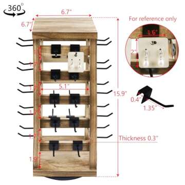 Ikee Design Exquisite Rotating Jewelry Tower- Natural Wood Finish- Showcase and Organize Your Collec...