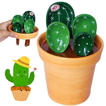 Cactus Measuring Spoon Set – Cute Ceramic Kitchen Accessory for Baking & Cooking