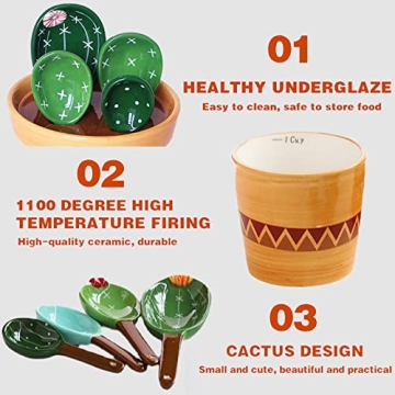 Cactus Measuring Spoons Set | Cute Ceramic Kitchen Tools