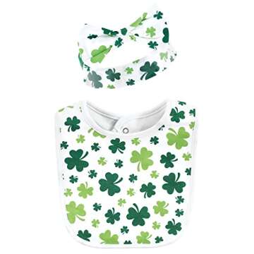 Hudson Baby Unisex Baby Cotton Bib and Headband or Caps Set, St Patricks Rainbow, One Size