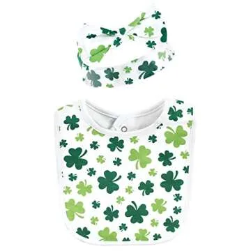 Hudson Baby Unisex Baby Cotton Bib and Headband or Caps Set, St Patricks Rainbow, One Size