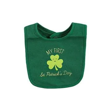 Hudson Baby Unisex Baby Cotton Bib and Headband or Caps Set, St Patricks Rainbow, One Size