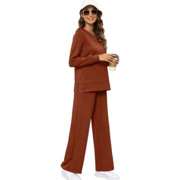 XIEERDUO Women's 2 Piece Sets Long Sleeve Tracksuit Two Piece Lounge Set Wide Leg Loungewear Hallowe...