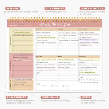 Weekly To Do List Notepad with 52 Undated Sheets（8.5"×11"）- Undated Weekly Planner Notepad for ...