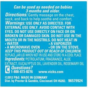 Vicks BabyRub Soothing Chest, Neck and Back Ointment 1.76 Ounce