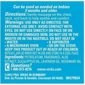 Vicks BabyRub Soothing Chest, Neck and Back Ointment 1.76 Ounce