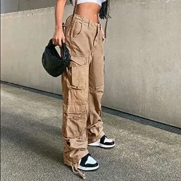 Viatabuna Women's High Rise Baggy Cargo Pants
