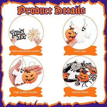 36 Pieces Halloween Wooden Hanging Ornaments for Home