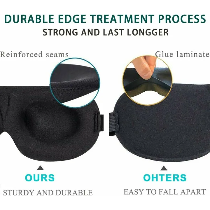 3D Sleep Mask for Back and Side Sleepers, 100% Light Blocking